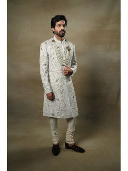 Jatin Malik - Ivory & Gold Sherwani (Set of 3)