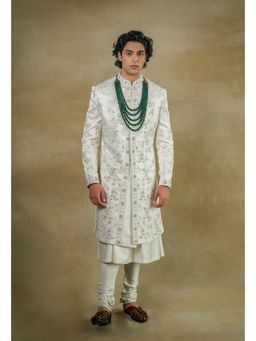 Jatin Malik - Gardenia White Sherwani (Set of 3)