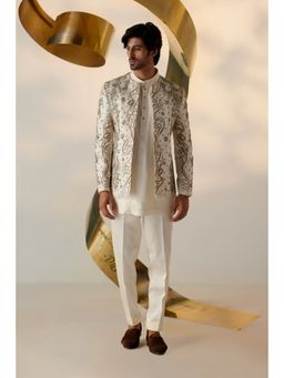 Jatin Malik - Eleven Short Jacket with Kurta & Trouser (Set of 3)