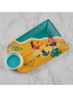 HomeTown - Good Life Melamine Serving Platter With Dip Bowl In Multi-Colour