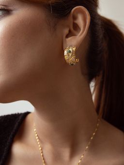 Perfectly Average - Malachite Evil Eye Hoops Earring | 18K Gold Plated Jewellery