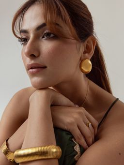 Perfectly Average - Large Oval Studs Earring | 18K Gold Plated Women Jewellery