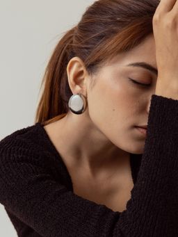 Perfectly Average - Large Oval Studs Earring | Silver Plated Jewellery For Women