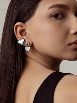 Perfectly Average - Heart Shaped Studs Earring | Silver Plated Jewellery For Women