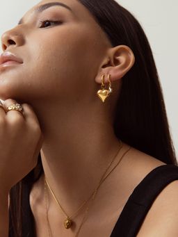 Perfectly Average - Mini Water Drops Pendant Huggies Earring 18K Gold Plated