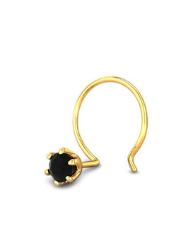 Candere by Kalyan Jewellers - 18k (750) Yellow Gold and Onyx Sunshine Nose Pin for Women