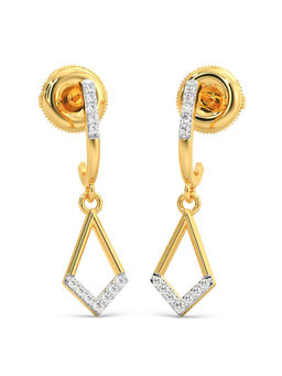 Candere by Kalyan Jewellers - 18k (750) BIS Hallmark Yellow Gold & Certified Diamond Earring for Women