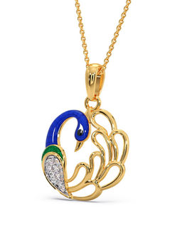 Candere by Kalyan Jewellers - Peacock Collection 14k (585) BIS Hallmark Yellow Gold & Diamond Pendant