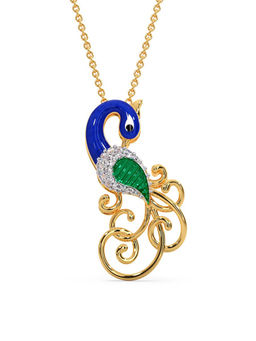 Candere by Kalyan Jewellers - Peacock Collection 14k (585) BIS Hallmark Yellow Gold & Diamond Pendant