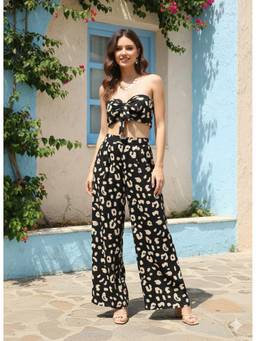 Berrylush - Black Animal Print Co-Ord Set