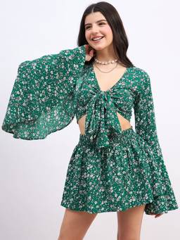 Berrylush - Green Floral Printed Co-ord Set