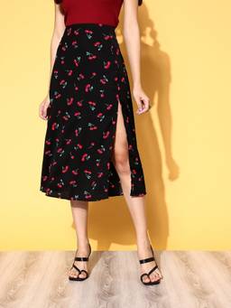 Berrylush - Black Graphic Roman Column Skirt