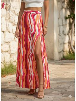 Berrylush - Multi-Color Printed A-line Maxi Skirt