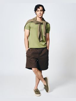 House of Namah - Grass Green Pique All Day Cotton Bamboo U-Polo T-shirt