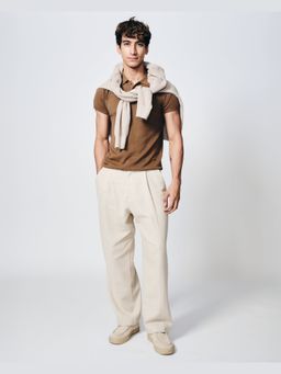 House of Namah - Cocoa Brown Waffle Cotton Bamboo B-Polo T-shirt