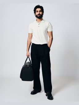 House of Namah - Soft White Waffle Cotton Bamboo B-Polo T-shirt