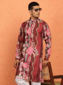 Kraft India - Cotton Floral Mandarin Neck Kurta