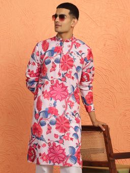 Kraft India - Cotton Floral Mandarin Neck Kurta