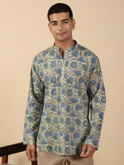 Kraft India - Cotton Floral Mandarin Neck Short Kurta