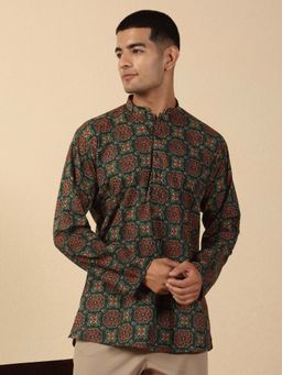 Kraft India - Cotton Floral Mandarin Neck Short Kurta