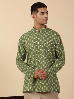 Kraft India - Cotton Floral Mandarin Neck Short Kurta