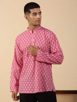 Kraft India - Cotton Floral Mandarin Neck Short Kurta