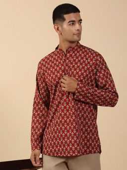 Kraft India - Cotton Floral Mandarin Neck Short Kurta