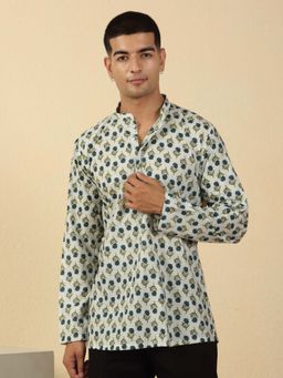 Kraft India - Cotton Floral Mandarin Neck Short Kurta
