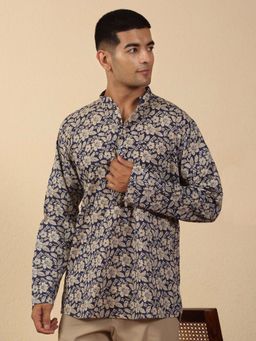 Kraft India - Cotton Floral Mandarin Neck Short Kurta