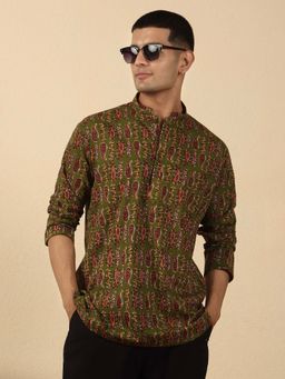 Kraft India - Cotton Paisley Mandarin Neck Short Kurta