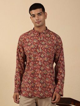 Kraft India - Cotton Floral Mandarin Neck Short Kurta