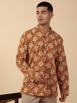 Kraft India - Cotton Floral Mandarin Neck Short Kurta