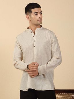 Kraft India - Cotton Textured Mandarin Neck Short Kurta