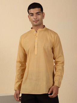 Kraft India - Cotton Stripes Mandarin Neck Short Kurta