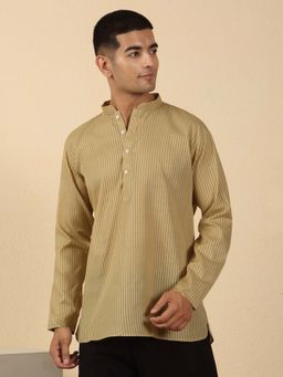Kraft India - Cotton Stripes Mandarin Neck Short Kurta