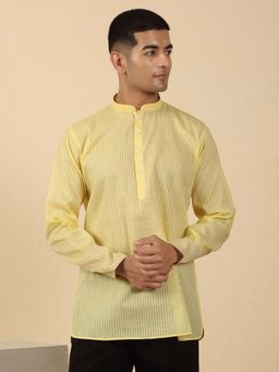 Kraft India - Cotton Stripes Mandarin Neck Short Kurta