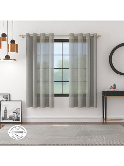 HomeTown - Amour Set of 2 Window Sheer Curtain in Charcoal Color