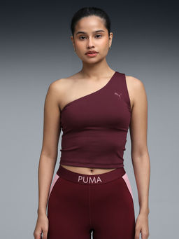 Puma - Shape Women's One-Shoulder Maroon Crop Tank Top