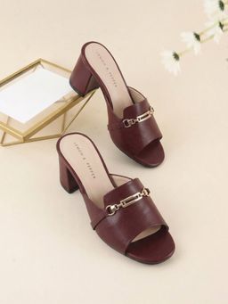 Lemon & Pepper - Maroon Block Sandal Heels