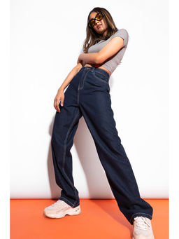 FREAKINS - Contrast Straight Blue Jeans