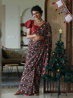 Suta - Floral Georgette Saree without Blouse Piece, Fall attached and Tassels