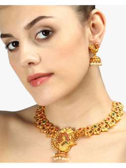 Adwitiya - Women Gold-Plated Multi Stone Antique Jewellery Set
