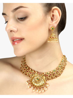 Adwitiya - Gold-Plated Multi Stone Antique Stylish Jewellery Set