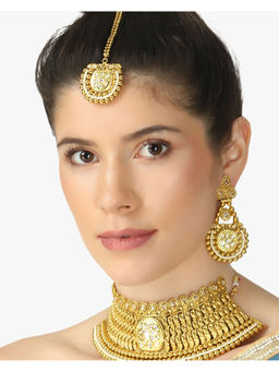 Adwitiya - 24 Ct Gold-Plated White Stone Choker Set