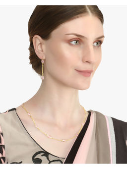 Adwitiya - Gold-Plated Pink Cubic Zirconia-Studded Minimal Jewellery Set