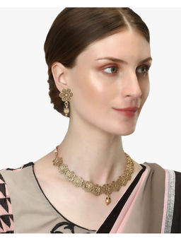 Adwitiya - Gold-Plated Hand Crafted Flower Traditional Jewellery Set