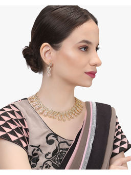 Adwitiya - Women Gold-Plated and Pink Cz-Studded Jewellery Set