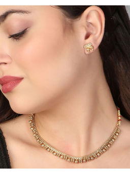 Adwitiya - Gold-Plated Stylish Necklace with Earrings Set