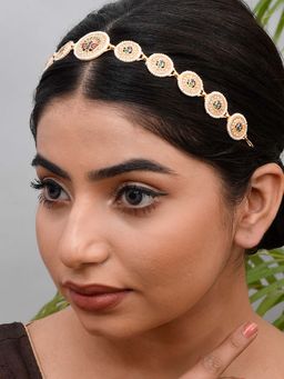Silvermerc Designs - Gold Plated Peacock Traditional Headchain Hairband