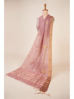 Dressfolk - Yoshitah Floral Woven with Tassel Pink Dupatta